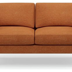 Hutch Fabric Curve Arm 2 Seater Sofa - Rust