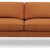 Hutch Fabric Curve Arm 3 Seater Sofa - Rust