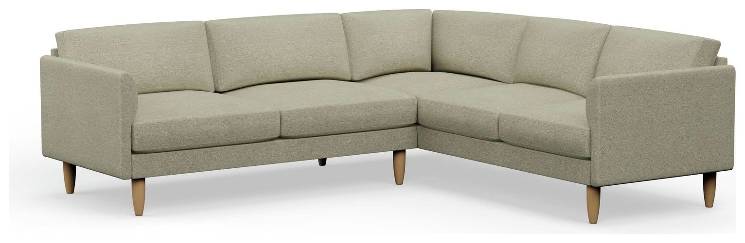 Hutch Fabric Curve Arm 6 Seater Corner Sofa - Oat