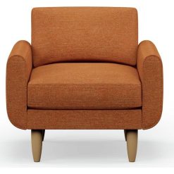 Hutch Fabric Round Arm Armchair - Rust