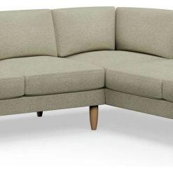 Hutch Plus Fabric Block Arm 5 Seater Corner Sofa - Oat