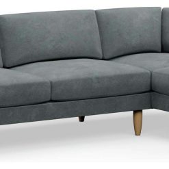 Hutch Slim Velvet Round Arm 5 Seater Corner Sofa- Slate Grey