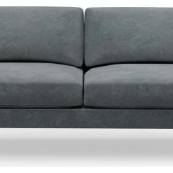 Hutch Velvet Block Arm 3 Seater Sofa - Slate Grey