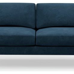 Hutch Velvet Curve Arm 3 Seater Sofa - Ink Blue