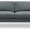 Hutch Velvet Curve Arm 3 Seater Sofa - Slate Grey