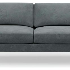 Hutch Velvet Curve Arm 3 Seater Sofa - Slate Grey