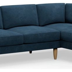 Hutch Velvet Curve Arm 4 Seater Corner Sofa - Ink Blue