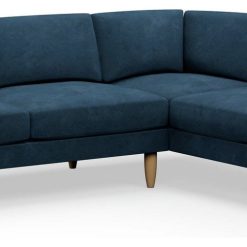 Hutch Velvet Curve Arm 6 Seater Corner Sofa - Ink Blue