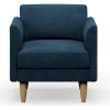 Hutch Velvet Curve Arm Armchair - Ink Blue