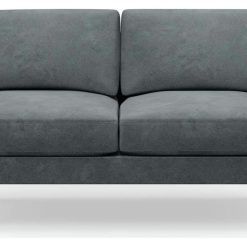 Hutch Velvet Round Arm 2 Seater Sofa - Slate Grey