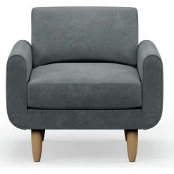 Hutch Velvet Round Arm Armchair - Slate Grey