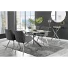 Lenworth Chrome and Glass Rectangular Dining Table Set with 4 Luxury Upholstered Fabric Chairs