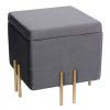 Aspect Eva Square Storage Stool/Dressing Stool (Dark Grey Seat/Gold Legs) (D.Grey/Gold)