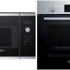 Bosch Serie 4 BFL523MS0B Built In Microwave - Stainless Steel & Bosch Serie 2 HHF113BR0B Stainless Steel Single Electric Oven with A Energy Efficiency, 66 Litre Capacity