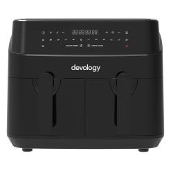 Devology Double Air Fryer, 9L, 2x4.5L Dual Zone, Air Fryer, 50 Recipe Cookbook, 12 Cooking Programs, Digital LED Display, Two Zone Airfryer,Healthy Oil-free Fryer, Non Stick,...