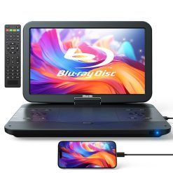 GOnavidio 17.5" Portable Blu-Ray DVD Player with 15.4" 1920X1080 HD Large Screen, 5 Hours Battery, Surround Audio Sound, Support HDMI In/Out, USB/SD Card Reader, MP4 Video...