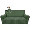 Granbest Luxury Thick Velvet Sofa Loveseat Cover 2 Seater Super Stretch Couch Cover Ski-friendly 4 Seasons Universal Sofa Protector for Pets and Kids (2 Seater, Green)