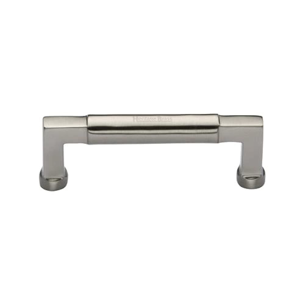 HERITAGE BRASS Drawer Pull | Luxury Bauhaus Design Cabinet Pull | Handle for Cupboard Drawers and Doors, Desks and Furniture - Satin Nickel Finish, 101 Millimetre CTC