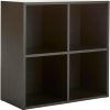 Home Source Storage Cube 4 Shelf Bookcase Wooden Display Unit, Black, 60cm
