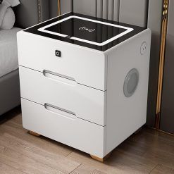 IINCOOY Smart Nightstand With Charging Station Led Bedside Table Cabinet 3 Drawers Night Stand Bedroom Furniture Small Spaces Side Endtable