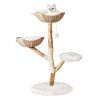 Injollylives Modern Cat Tree, Wooden Cat Tower, Aesthetic Cat Tree Tower for Large Cats, Unique Heavy Duty Cat Tree with Real Wood Branches, Luxury Boho Cat Furniture