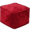 iStyle Mode Crush Velvet Square Shape Bean Bags Indoor Seating Footstools Foot Rest Stool Pouffe Ottoman 40 x 40 x 30cm (Red)