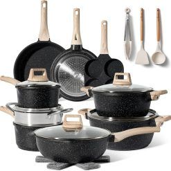 Just Perfecto pots and Pans Sets Non Stick, Induction hob pan Set, Saucepan Set, Non Stick Frying pan Set with lid Stock Pot, deep Frying pan, pots and Pans Set Granite cookware...