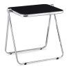 KAIHAOWIN Folding TV Tray Table Clear Acrylic Foldable Desk No Assembly Required Tiny Home Office Side Table Small Computer Desk for Small Spaces - Black