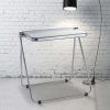 KAIHAOWIN Folding TV Tray Table Clear Acrylic Foldable Table No Assembly Required Tiny Desk for Home Office Side Table Small Computer Desk for Small Spaces