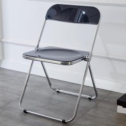 KAIHAOWIN Luxury Modern Acrylic Folding Chair Transparent Chairs-Ghost Stackable Crystal Folding Chair-PC Plastic Living Room Seat-Chrome Frame