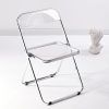 KAIHAOWIN Luxury Modern Acrylic Folding Chairs Transparent Clear Folding Chair-Acrylic Ghost Stackable Crystal Seat-PC Plastic Living Room Seat-Chrome Frame Accent Side Chair...