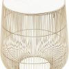 Kare Design Side Table Beam, Brass, White Marble, Steel Frame, Diameter 32 cm, Hand-crafted, Luxury, Elegant, Round, Modern Bed Side Table for Bedroom, Living Room, Office,