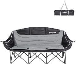 KingCamp Double Camping Chair for Adults, Heavy Duty Camping Chair 2 Seater with Armrest/Cup Holder, Oversized Folding Camping Sofa, Padded Garden Chairs for Camping Picnic Fishing