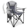 KingCamp XL Heavy Duty Camping Chair for Large People with Lumbar Back Support 350 LBS High Back Camping Chairs for Adults with Cooler Bag and Armrest for Outdoor Garden Picnic