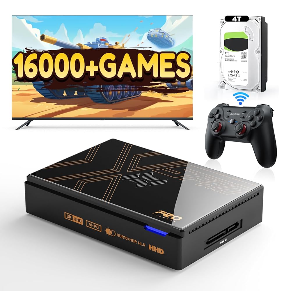 Kinhank Super Console X5 PRO Video Game Consoles with 16000+ Games,Android 12 OS, 8GB+64GB Emulator Console Support AV1, WiFi 6 BT 5.0, RK3588S Chipset, Wireless Controller,8K...