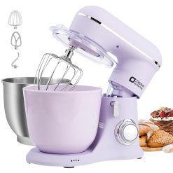 Kitchen in the box Stand Mixer, 4.5L+5L Two Bowls Food Mixer for Baking, 10 Speeds Electric Kitchen Mixer with Dough Hook, Whisk, Beater, 1300W Matte Cake Mixer (Lilac)