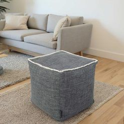 Louis Donné Unstuffed Ottoman Pouf Cover, Pouf Ottoman Foot Rest Footstool, Small Bean Bag Cubes for Storage, Soft Handwoven Footrest with White Piping Contact Stiching, Poufs...