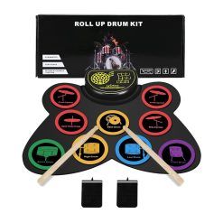 Lychee Electronic Drums Set Foldable, 9 Pads Roll-Up Stereo Electronic Drum Kit Built-in Speaker Drum Support External Connection, Great Holiday Xmas Birthday Gift for Kids &...