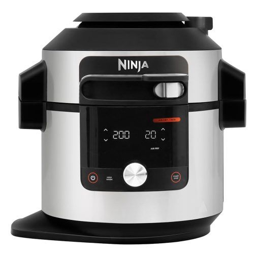 Ninja Foodi MAX 15-in-1 SmartLid Multi-Cooker 7.5L with Digital Probe, Electric Pressure Cooker & Air Fryer, Slow Cook and more, Cooks 6 Portions, Stainless Steel/Black OL750UK