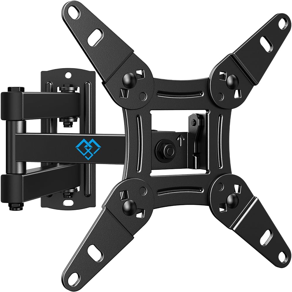 PERLESMITH TV Wall Bracket for 13-42 inch TVs, Swivels Tilts TV Wall Mount for Flat & Curved TV,VESA 75x75mm to 200x200mm up to 20kg