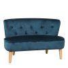 PWTJ Kid Sofa, Kid Loveseat Chair, Kid Upholstered Chair with Velvet Fabric for Kid Gift (Blue)