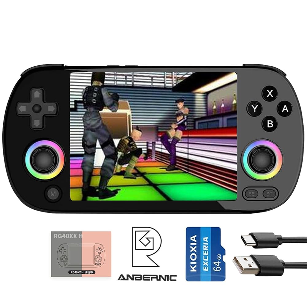RG40XX H Handheld Game Console rg40xxh Retro Gaming Console 4.0'' IPS Screen with 64G TF Card Pre-Installed Games Linux 64-bit System Supports 5G WiFi Bluetooth HDMI and TV...