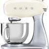Smeg SMF02CRUK Retro 50's Style Stand Mixer with 4.8L Stainless Steel Bowl, Safety Lock, 10 Variable Speeds, 800W, Cream