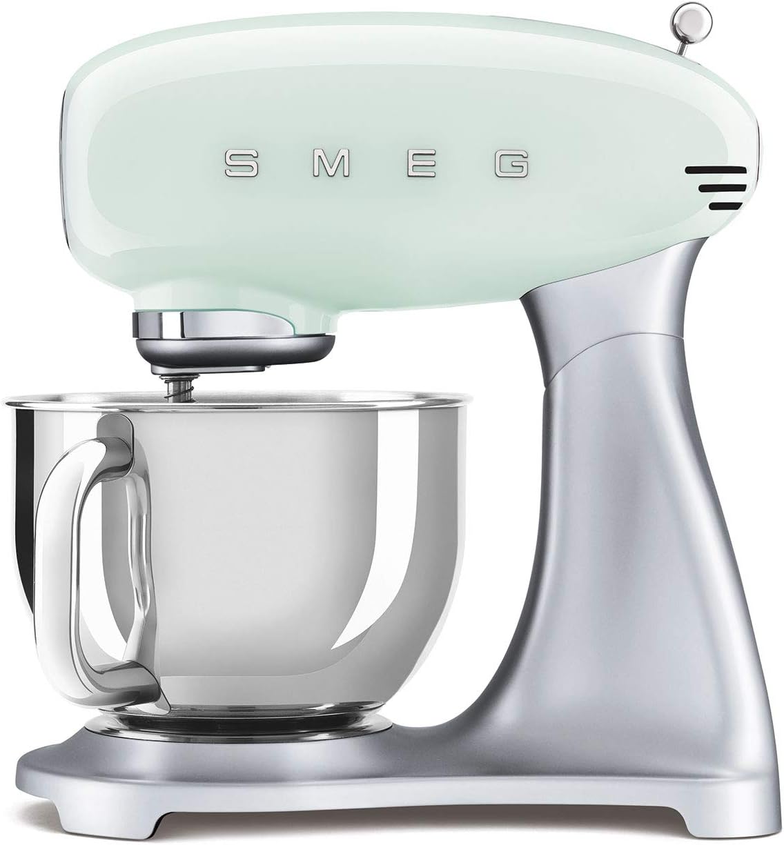 Smeg SMF02PGUK Retro 50's Style Stand Mixer with 4.8L Stainless Steel Bowl, Safety Lock, 10 Variable Speeds, 800W, Pastel Green