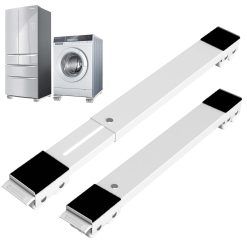 SOLEJAZZ Washing Machine Base with Brake, Movable Adjustable Base for Washer, Dryer, Refrigerator, Load 300kgs, White