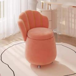 SUYUDD Storage Footstool 60cm High Velvet Dressing Table Seat, Pouf Couch Stool Luxury Seating Chair with High Backrest for Bedroom Living Room Dressing Table