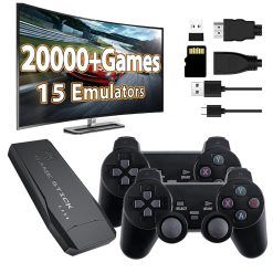 Wireless Retro Game Console Stick, Retro Game Stick 4K HDMI Output, Plug Play TV Video Gaming Stick Built-in 20000+ Games, Dual 2.4G Wireless Controllers, Gifts for Christmas