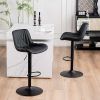 YOUTASTE Bar Stools Set of 2 with Back Adjustable Barstools Luxury Upholstered Bar Chairs Faux Leather Counter Height Bar Stools Swivel Barstool for Home Kitchen Island Black
