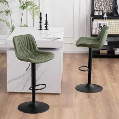 YOUTASTE Modern Bar Stools Set of 2 with Back Adjustable Barstools Luxury Upholstered Bar Chairs Faux Leather Counter Height Bar Stools Swivel Barstool for Home Kitchen Island...