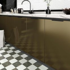 Yullpaper Gold Kitchen Wallpaper Worktop Vinyl Covering Low-Key Luxury Golden Brown Wallpaper Self Adhesive Furniture Vinyl Wrap for Kitchen Worktop Cupboard Sticky Living Room...